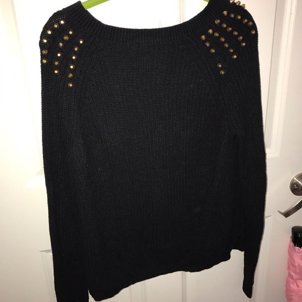 Gold Studded Black Knitted Sweater
