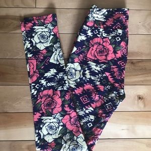 UNICORN Lularoe Pink, Navy & Cream Rose OS legging