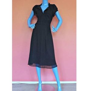 Anthropologie- Gracie Navy flutter dress