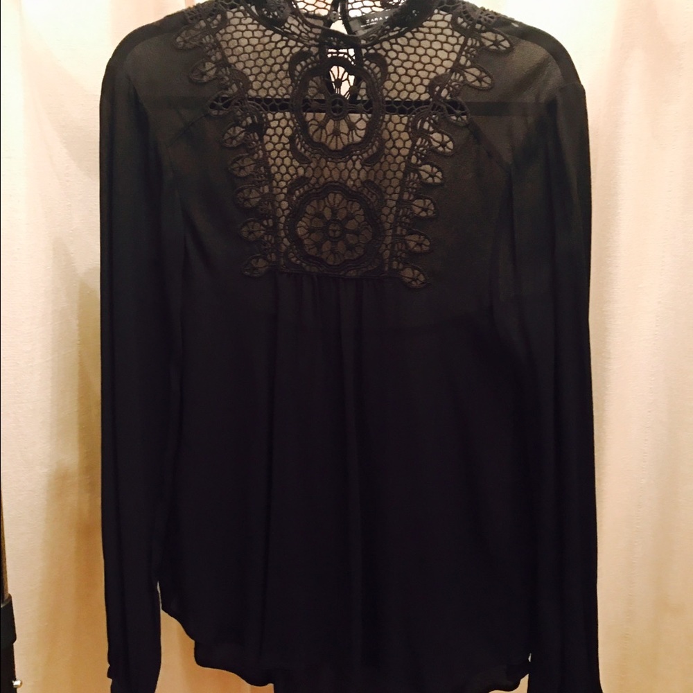 Zara crochet neck blouse