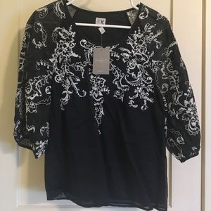 Black embroidered blouse