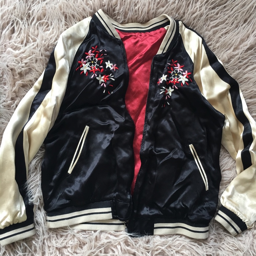 Zara Reversible Silk Bomber Jacket