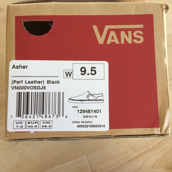 ---SOLD--- Vans Perforated Black Leather Slip Ons - Picture 6 of 8