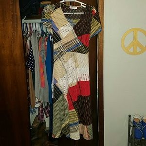 Patchwork print midi dress