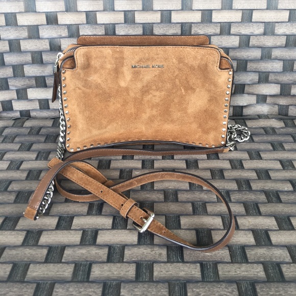 Michael Kors Handbags - Michael kors tan suede Astor crossbody bag