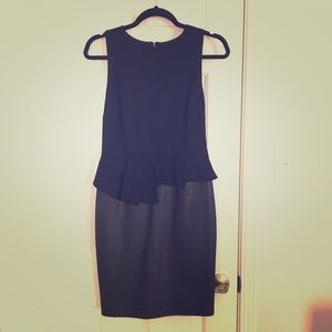 INC Knit and Faux Leather Peplum Dress