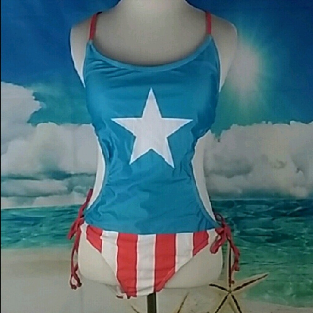 NWT Captain America 1 piece swimsuit size xl