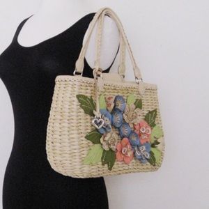 Brighton Floral Straw Bag