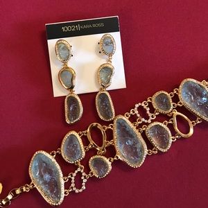 Kara Ross Blue Triple Drop Earrings and Bracelet