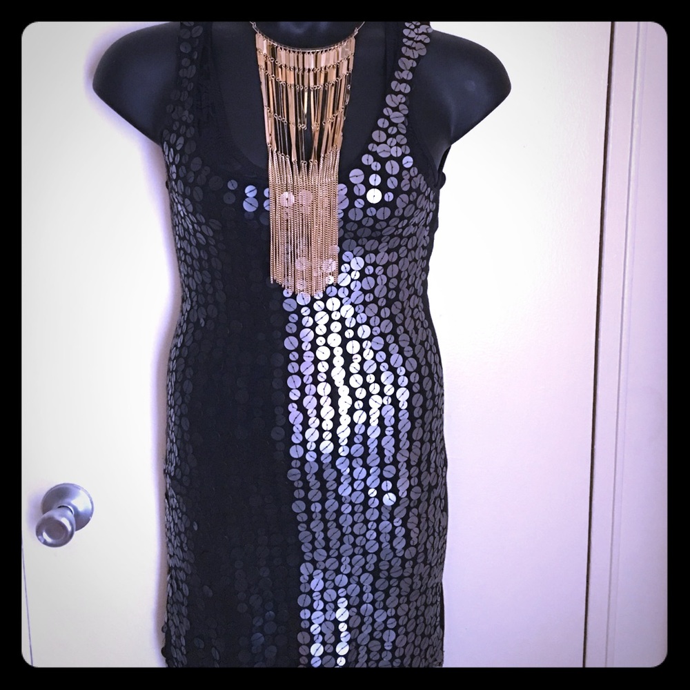 Black eyelet mini dress