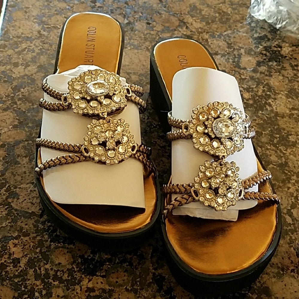 Colin Stuart jeweled platform sandals
