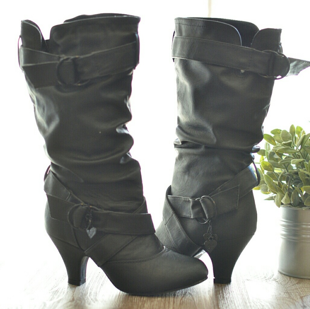 Black heeled boots
