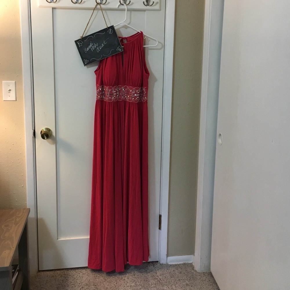 Coral beaded gown