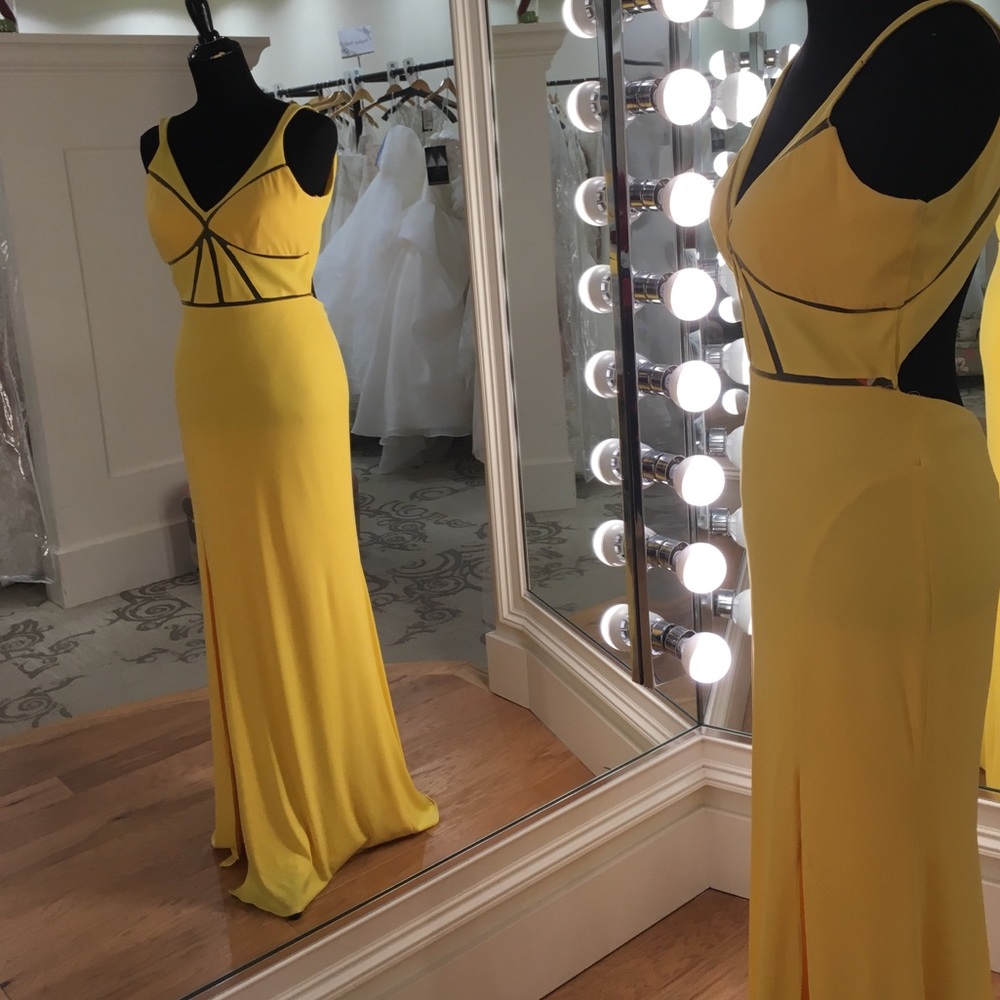 La Femme Yellow Prom Dress
