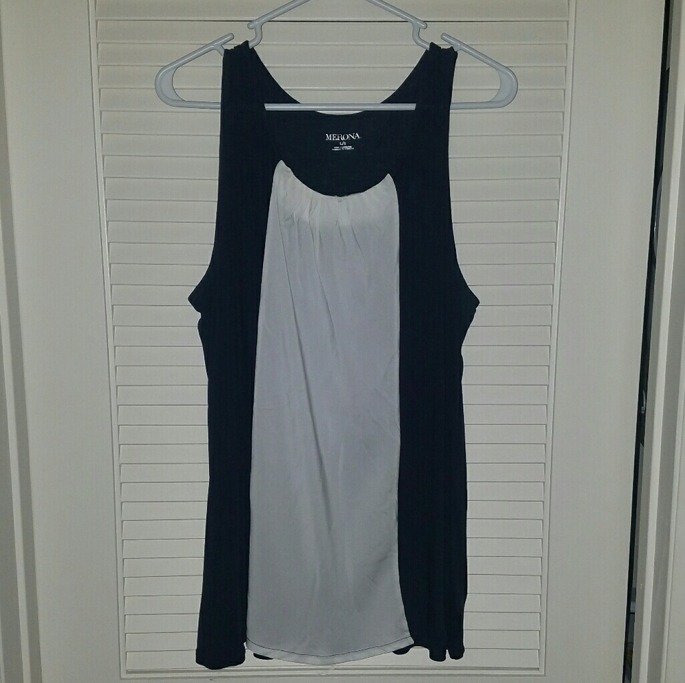 Merona Navy & White Sleeveless Tunic Size Large