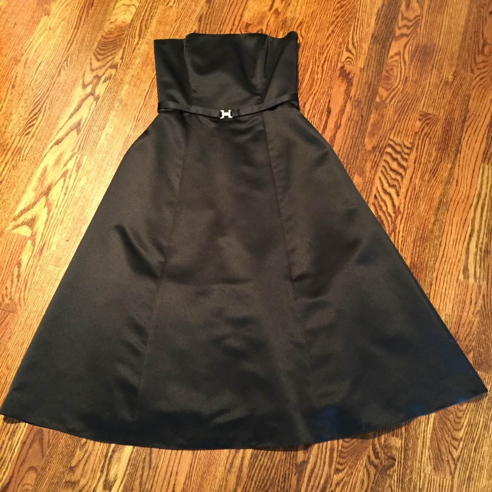 Strapless Black Satin Dress