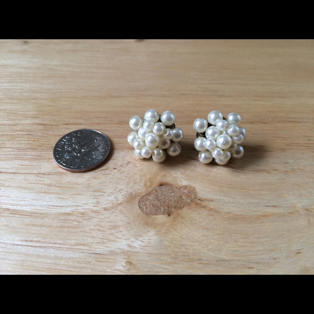 Pearl cocktail earrings- faux. Medium sized stud