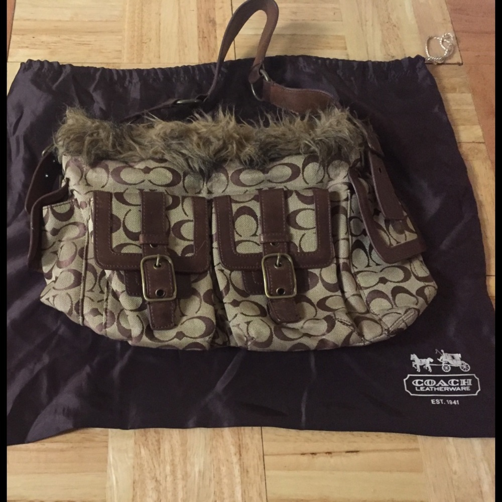 Coach purse with fur trim