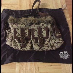 Coach purse with fur trim