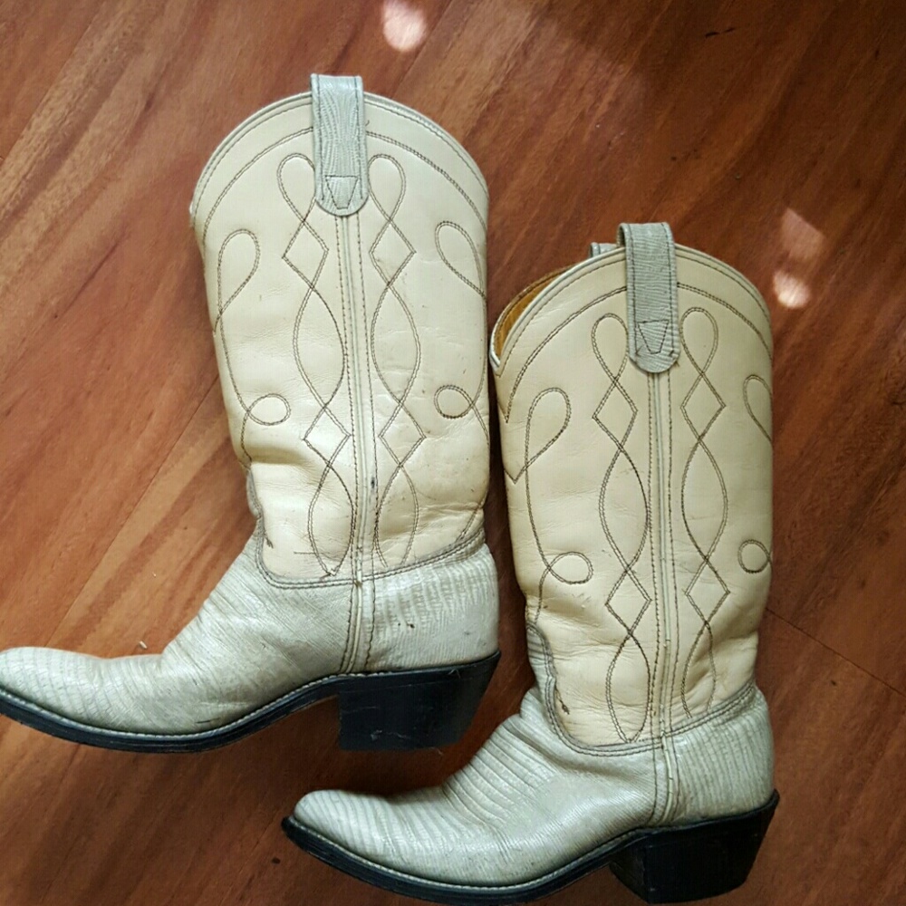 Vintage Double H Snakeskin Leather Boots