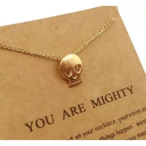 Gold Skull Skeleton Pendant Necklace New