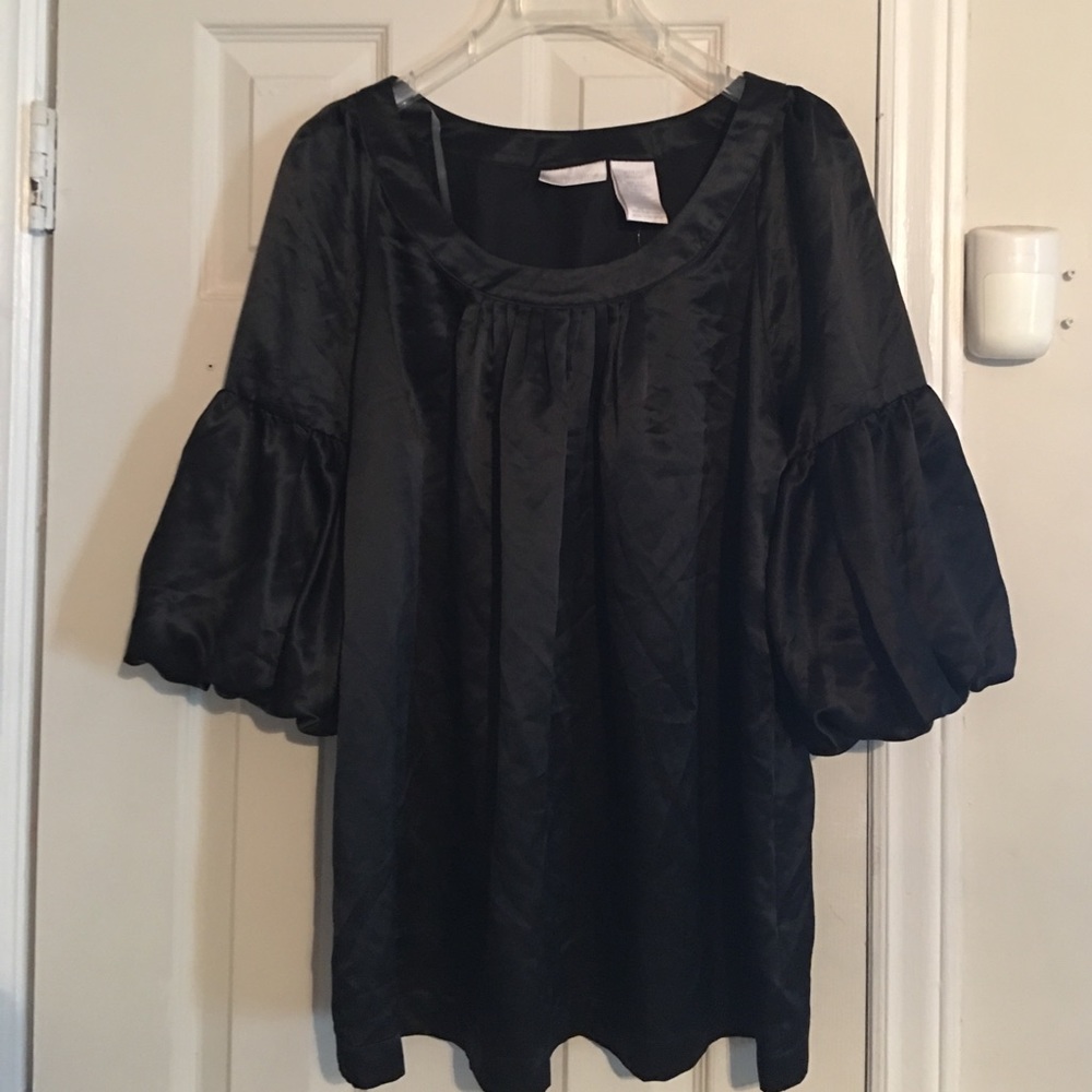 Black Satin top with bell/blouse sleeves