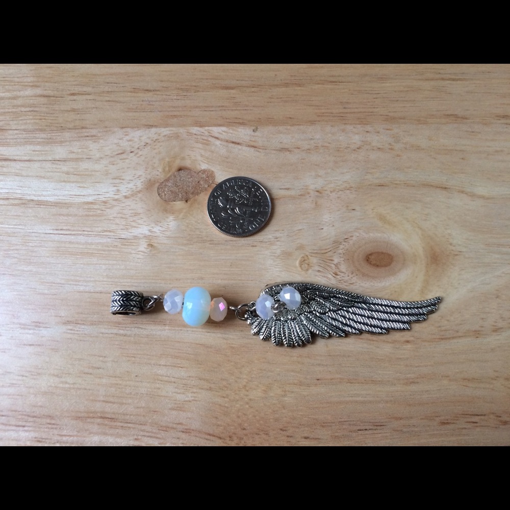 Angel Wing Pendant. With opalescent beads.