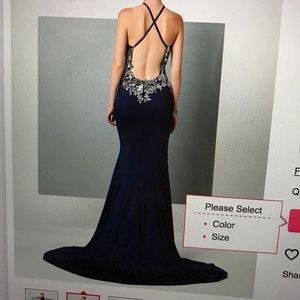 halter&backless mermaid evening dress w train
