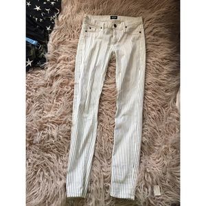 Hudson White and Black pinstripe jeans