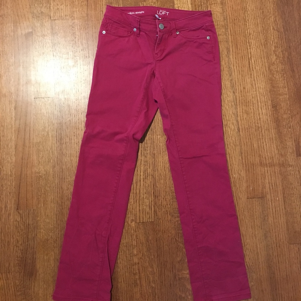 Dark pink Ann Taylor Loft straight leg pants