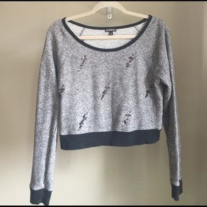 Express Sequin Crop Sweatshirt
