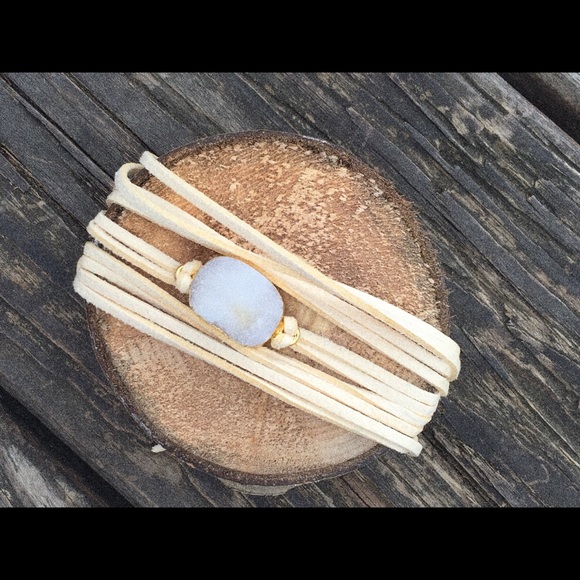 Jewelry - Leather Wrap Druzy Bracelet - Handmade