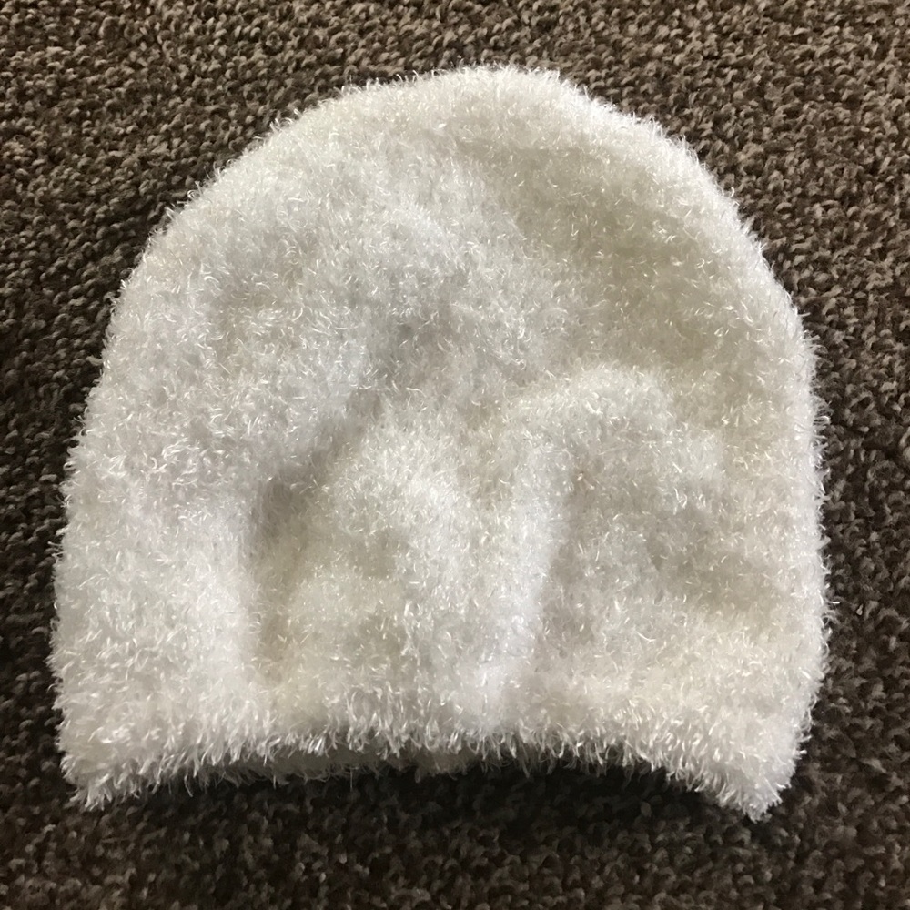 White eyelash beanie