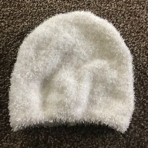 White eyelash beanie