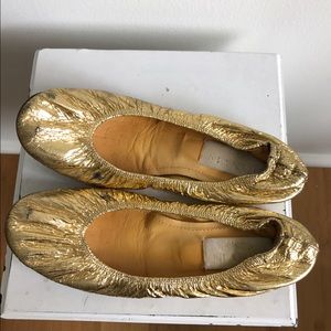 Lanvin gold ballet flats
