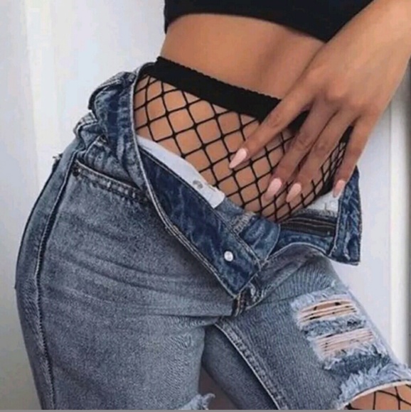 L Diamond Fishnet Body Stocking Pantyhose Tights - Picture 2 of 4