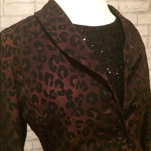 Le suit skirt suit stylish leopard print brown 10