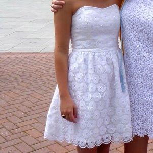 Lilly Pulitzer white strapless graduation dress