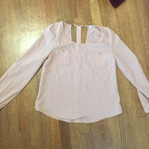 Sheer blouse with gold buttons