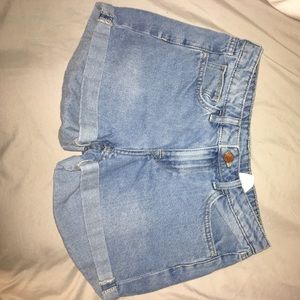 High waisted retro jean shorts