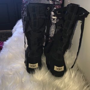 Lace up knit uggs