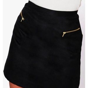 Suede black mini skirt