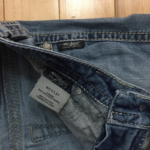 Silver Distressed Bootcut Jeans Size 27 - Picture 3 of 5