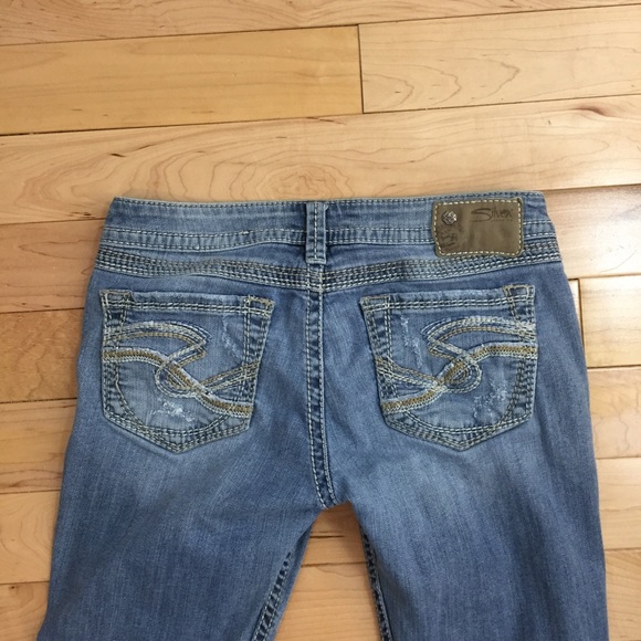 Silver Distressed Bootcut Jeans Size 27 - Picture 4 of 5