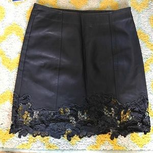 Leather lace pencil skirt