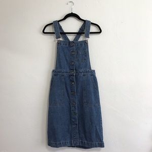 Denim overall midi dress