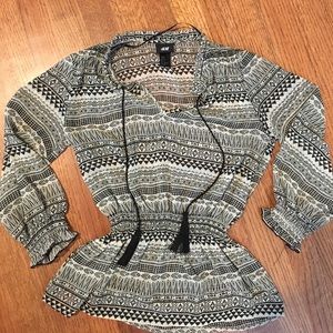 Sheer H&M blouse with tassels