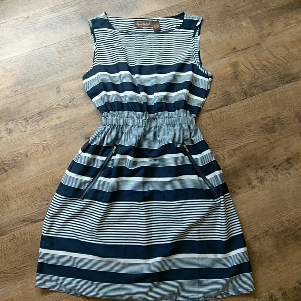 *sold* Navy Blue Striped Dress