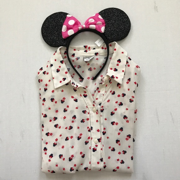 LC Lauren Conrad Tops - Minnie Mouse shirt with free Minnie ears! Disney