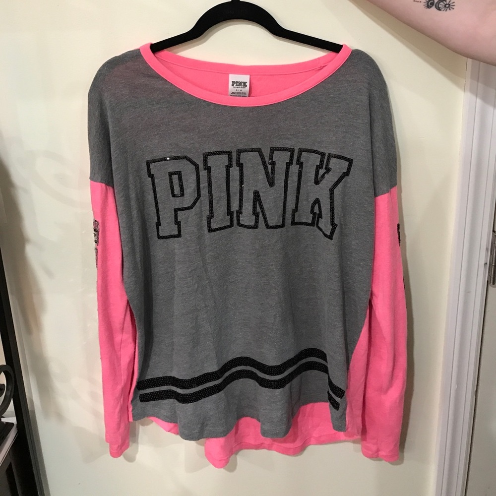 Love pink long sleeve bling top